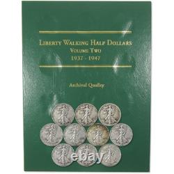Liberty Walking Half Dollar 10 Coin Set AG 90% Silver 50c with Folder
