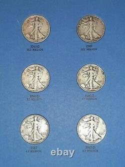 Liberty Walking Half Dollar -1937-47-28 Coins Total -Silver-Whitman Folder
