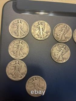 Lot 10 Walking Liberty Half Dollars 1917-1945 Mixed Mint 90% Silver $5 FV