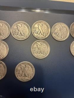 Lot 10 Walking Liberty Half Dollars 1917-1945 Mixed Mint 90% Silver $5 FV