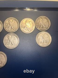 Lot 10 Walking Liberty Half Dollars 1917-1945 Mixed Mint 90% Silver $5 FV