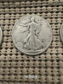 Lot 6 Walking Liberty Half Dollars 1935-1947. 90% Silver