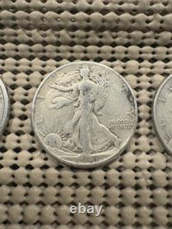 Lot 6 Walking Liberty Half Dollars 1935-1947. 90% Silver