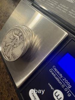 Lot 6 Walking Liberty Half Dollars 1935-1947. 90% Silver