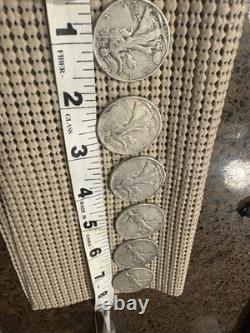Lot 6 Walking Liberty Half Dollars 1935-1947. 90% Silver