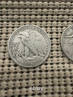 Lot 6 Walking Liberty Half Dollars 1935-1947. 90% Silver