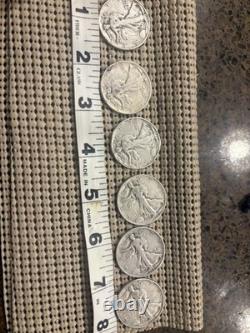Lot 6 Walking Liberty Half Dollars 1935-1947. 90% Silver