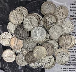 Lot Of 10 Different Walking Liberty Silver Half Dollars (1917-1946)