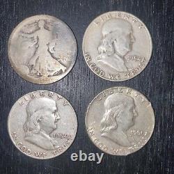 Lot Of (20) 90% Silver Half Dollars (18) Ben Franklin (2) Walking Liberty