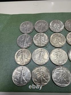 Lot Of 20 Walking Liberty Silver Half Dollars