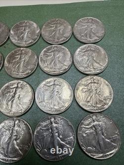 Lot Of 20 Walking Liberty Silver Half Dollars
