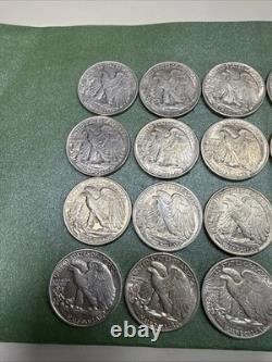 Lot Of 20 Walking Liberty Silver Half Dollars