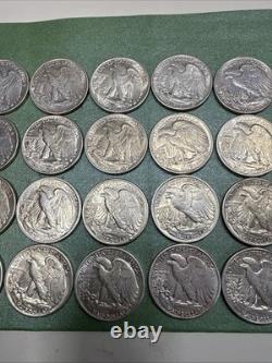 Lot Of 20 Walking Liberty Silver Half Dollars