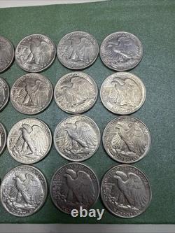 Lot Of 20 Walking Liberty Silver Half Dollars