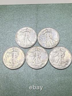 Lot Of 20 Walking Liberty Silver Half Dollars