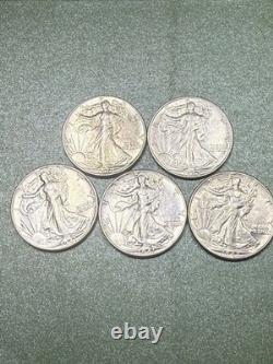 Lot Of 20 Walking Liberty Silver Half Dollars