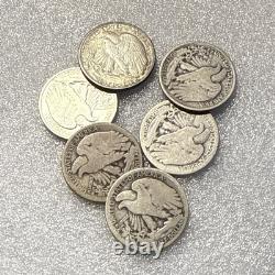 Lot Of (6) Walking Liberty Half Dollars. With Key Dates