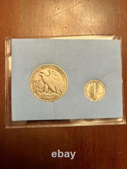 Lot of 10Littleton Two Silver Classics Set Walking Liberty & Half Mercury Dime