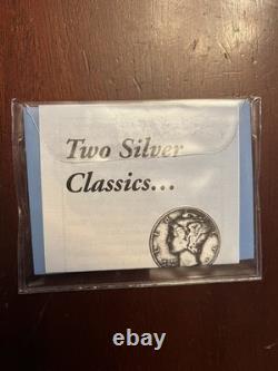 Lot of 10Littleton Two Silver Classics Set Walking Liberty & Half Mercury Dime