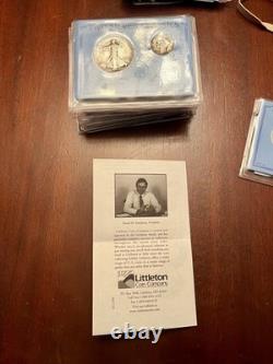 Lot of 10Littleton Two Silver Classics Set Walking Liberty & Half Mercury Dime