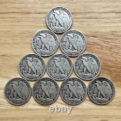 Lot of 10 1935 Walking Liberty Silver Half Dollars All Three Mints