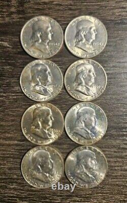 Lot of 10 Half Dollars (1945 Walking Liberty MS64, 1954 Franklin PR65, PCGS NGC)