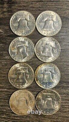Lot of 10 Half Dollars (1945 Walking Liberty MS64, 1954 Franklin PR65, PCGS NGC)