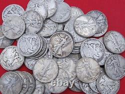 Lot of 10 P Mint Walking Liberty Half Dollars (1934-1947) 90% Silver