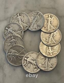 Lot of 10 Walking Liberty Half DolIar 90% SiIver Choose How Many Lots of 10