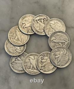 Lot of 10 Walking Liberty Half DolIar 90% SiIver Choose How Many Lots of 10