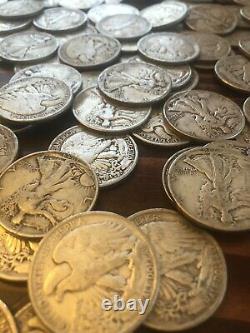 Lot of 10 Walking Liberty Half Dollar 1916-1947 90% Silver