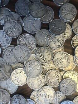Lot of 10 Walking Liberty Half Dollar 1916-1947 90% Silver