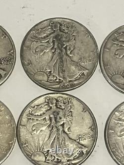 Lot of (10) Walking Liberty Half Dollar 90% Silver Random Years One TONED