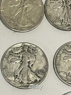 Lot of (10) Walking Liberty Half Dollar 90% Silver Random Years One TONED