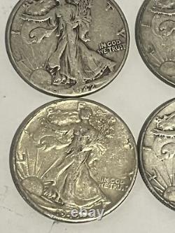 Lot of (10) Walking Liberty Half Dollar 90% Silver Random Years One TONED