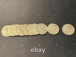 Lot of 10 Walking Liberty Half Dollars 90% Silver US Coins Various Years