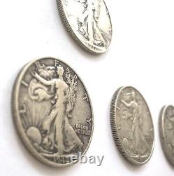 Lot of 13 Liberty Walking Half Dollars, Mixed 1937 -1945 Coins Mints S & D