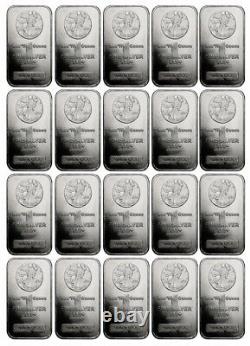 Lot of 20 1 Troy oz. 999 Silver Bars Walking Liberty Design Highland Mint