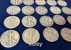 Lot of (20) 90% Silver Walking Liberty Half Dollar