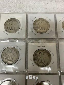Lot of 20 WALKING LIBERTY SILVER Half Dollars in Dated Coin Holders 1917-1945