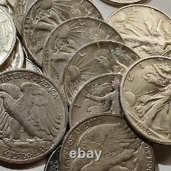 Lot of 20 Walking Liberty Half Dollar (Roll) 1916-1947 Silver