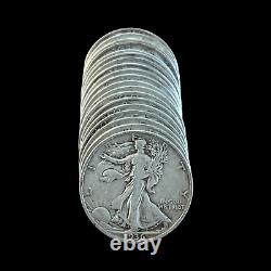 Lot of 20 Walking Liberty Half Dollars 50C Circulated 0227