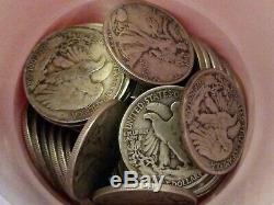 Lot of 20 Walking Liberty Half Dollars 90% Silver Coins Random Full Date Roll