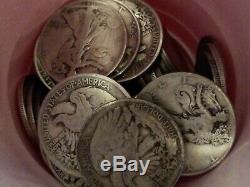 Lot of 20 Walking Liberty Half Dollars 90% Silver Coins Random Full Date Roll