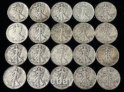 Lot of 20 Walking Liberty Half Dollars Mixed Dates and Mints #1