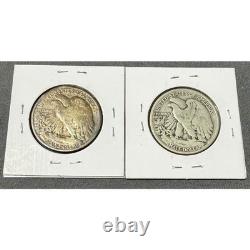 Lot of 2 Walking Liberty Half Dollars 1942 1945 90% Silver US Coins S 061
