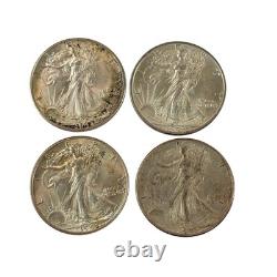 Lot of 4 Mixed Date US Mint 90% Silver Walking Liberty Half Dollars