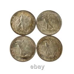 Lot of 4 Mixed Date US Mint 90% Silver Walking Liberty Half Dollars
