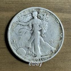 Lot of 4 Walking Liberty Half Dollars 90% Silver Coins 1936 1941 1942 Circulat