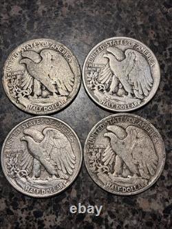 Lot of (4) Walking Liberty's Half dollars random dates free shipping